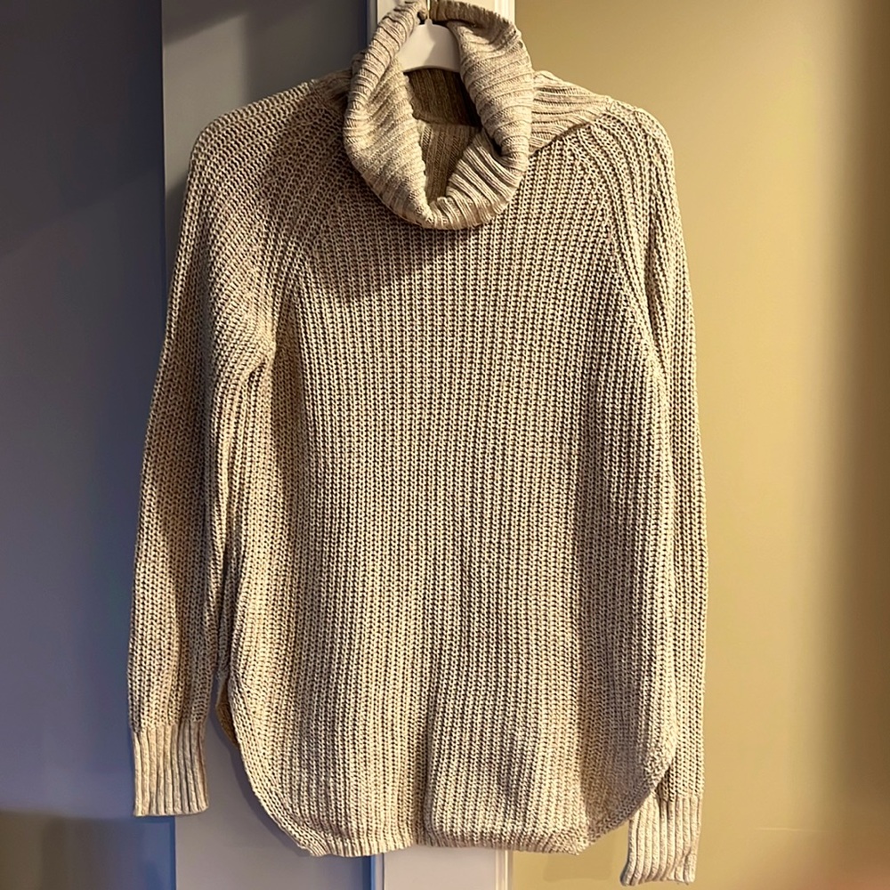 silence + noise cable knit, turtleneck sweater.